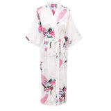 Elegant Long Floral Silk Kimono Womens Robe, Small to 3XL - Gifts Are Blue - 2