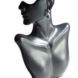 Womens AAA Cubic Zirconia Drop Earrings Sapphire Blue mannequin
