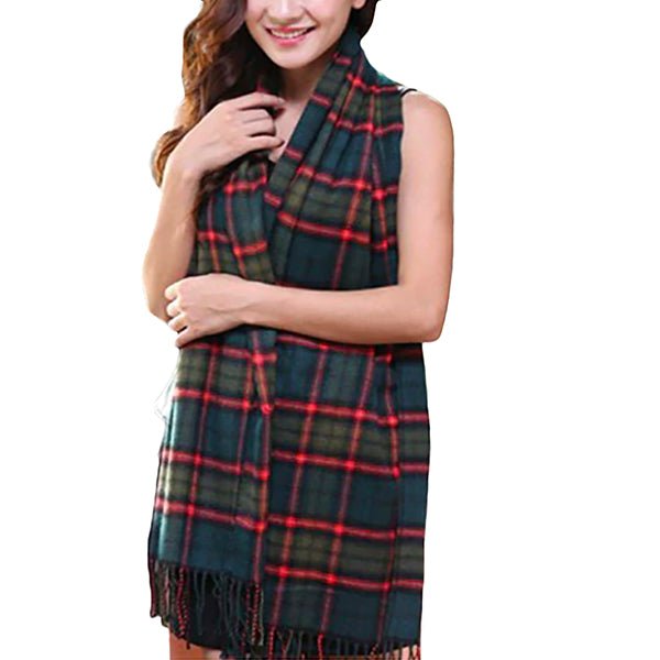 Fashionable Womens Large Plaid Wool Scarves for Fall and Winter - Gifts Are Blue