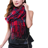 Womens Winter and Fall Cashmere Scarf Model, Red/Blue 03