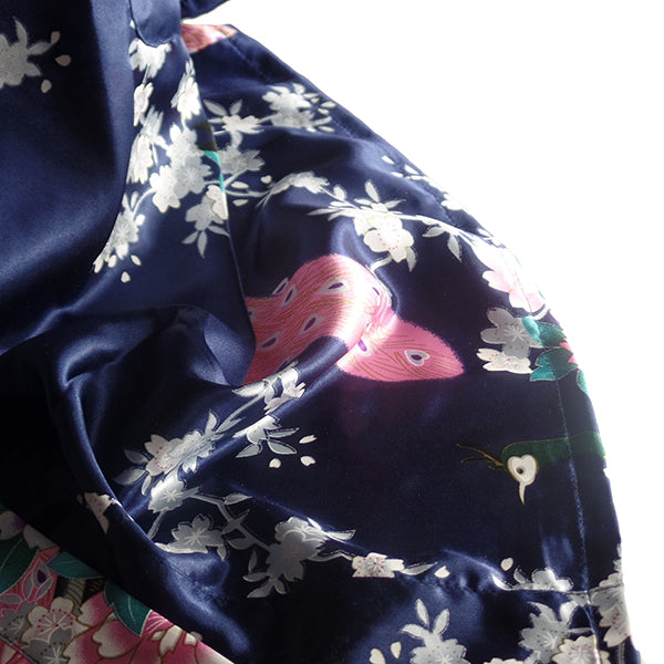 Floral Womens Plus Size Robe, Navy Blue