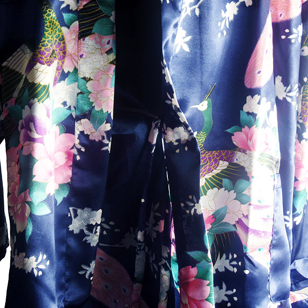 Floral Womens Plus Size Robe, Navy Blue