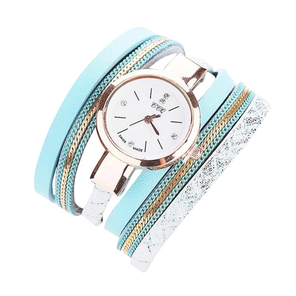 womens goldtone bracelet watch sky blue main