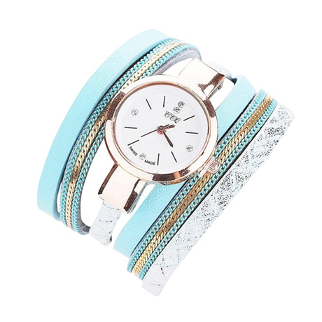 womens goldtone bracelet watch sky blue main