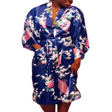 Floral Satin Womens Plus Size Robes, Sizes 20-38, Knee Length