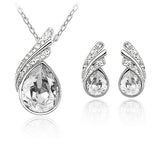 womens water drop jewelry set silver main
