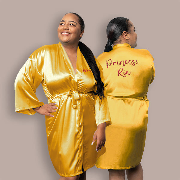 Custom Yellow Gold Robes for Women and Girls for Weddings, Bachelorette, Quinceañera, and Birthday
