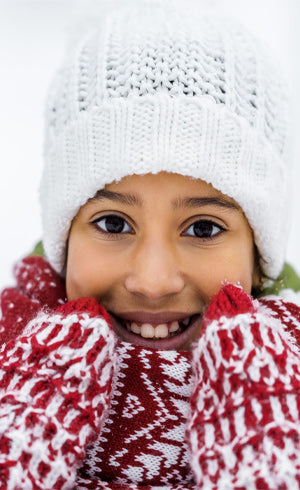 6 to 10 Years Apparel - School Age Girl Wearing a Scarf and Gloves