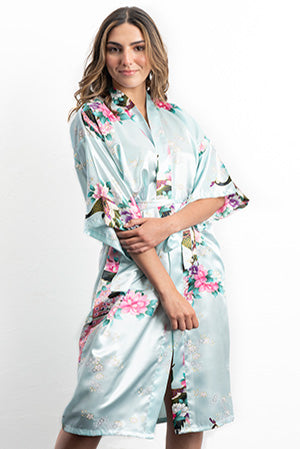 Light Blue Robes for Women, Bridesmaid Floral Robes for Wedding