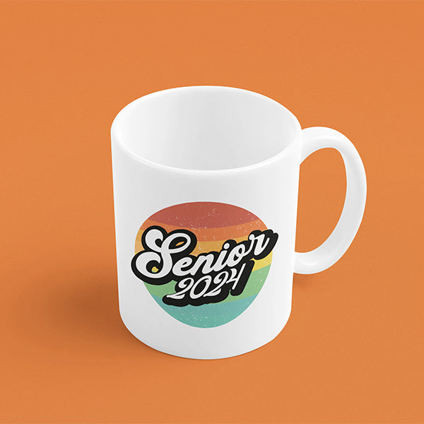 Colorful senior 2024 graduation coffee mug that can serve as a graduation gift for him or for her. All SKUs. 