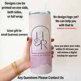 Custom Tumbler with Lid and Straw - 20oz Business Logo Tumbler - Business Owner Gift Ideas - Swag Corporate Gifts for Clients & Employees
