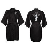 Custom Black Satin Robe with Logo - Am's Angels - Gifts Are Blue