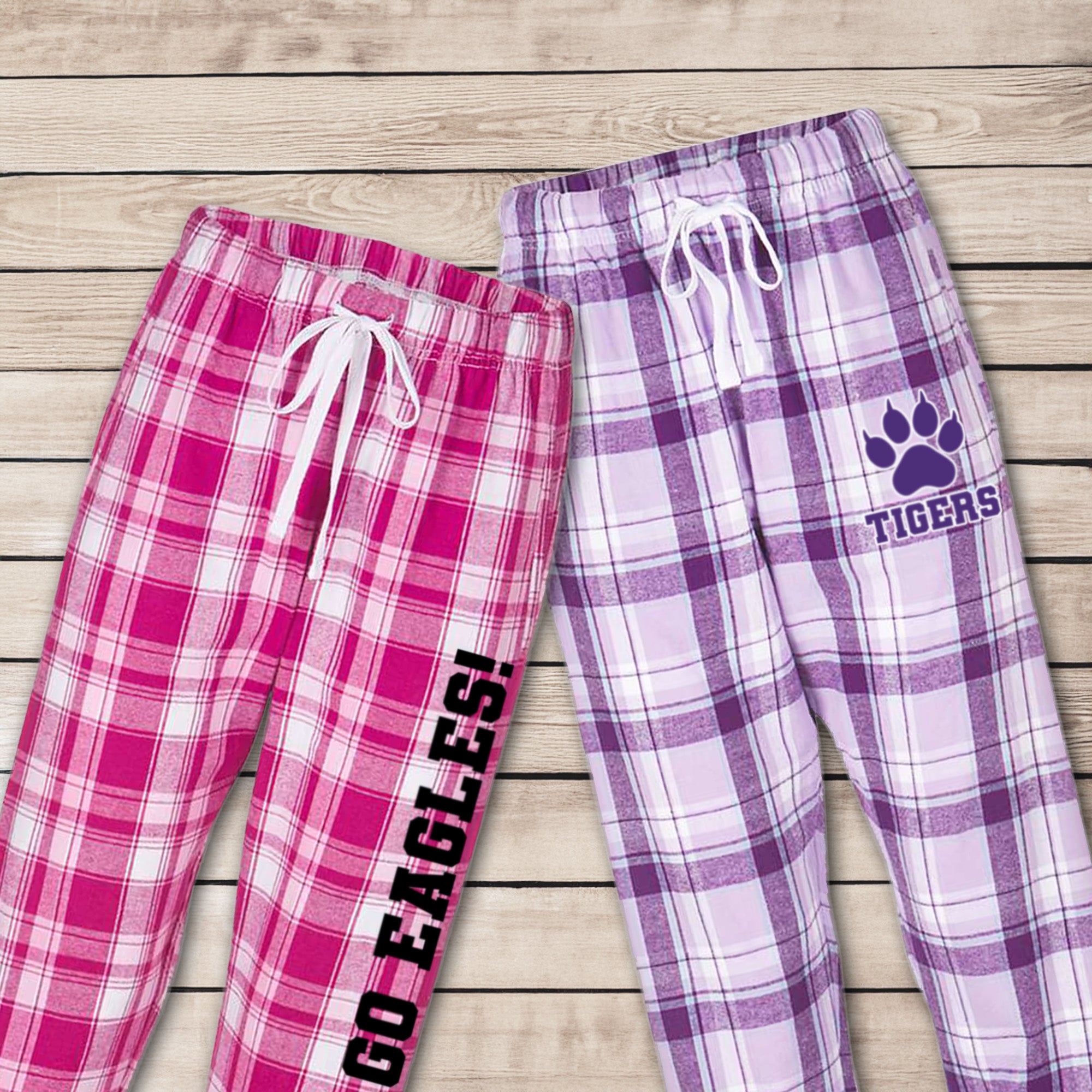 Custom back-to-school pajama pants for college students. A great graduation gift for university students.
