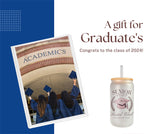 A glass tumbler graduation gift for the class of 2024. Congrats to the class of 2024. All SKUs.