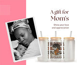 A glass tumbler gift for moms. An Afrocentric motherhood glass tumbler to show love and appreciation. All SKUs. 
