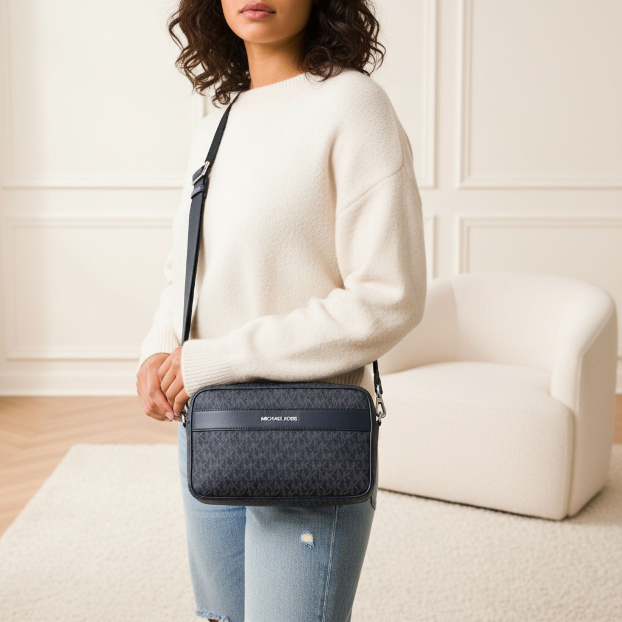Kenly Large Logo Crossbody Bag, Michael Kors, Navy Blue/Admiral