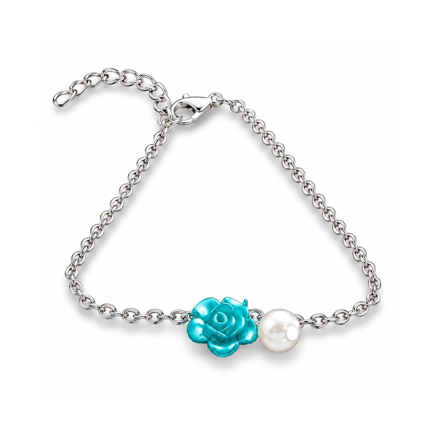 Ocean Blue Rose Anklet Jewelry with Pearl Drop - Gifts Are Blue