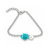 Ocean Blue Rose Anklet Jewelry with Pearl Drop - Gifts Are Blue