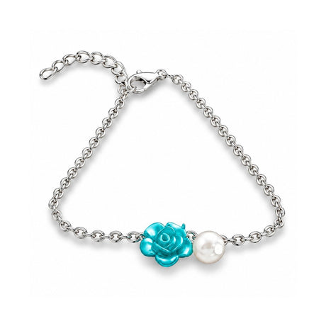 Ocean Blue Rose Anklet Jewelry with Pearl Drop - Gifts Are Blue