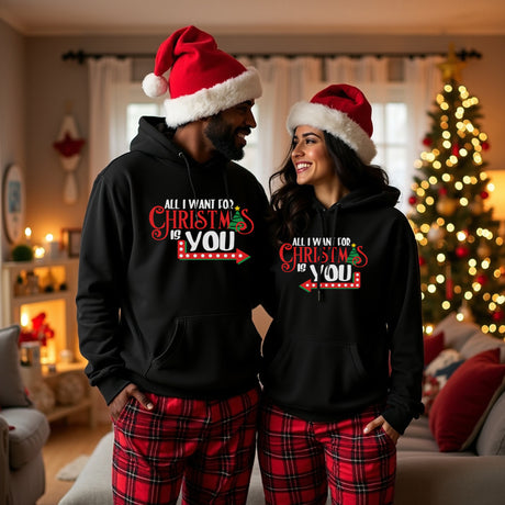 Matching couples hoodies for Christmas.