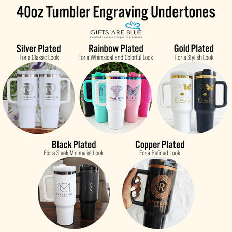Silver Plated Custom 40oz Business Logo Tumblers - Gifts Are Blue