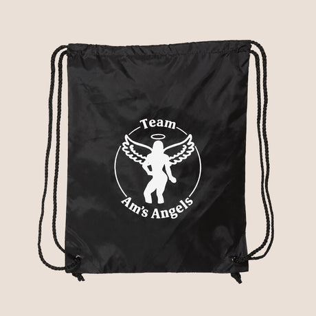 Custom Black Drawstring Bags - Am's Angels - Gifts Are Blue