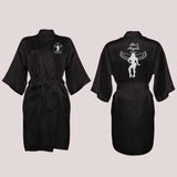 Custom Black Satin Robe with Logo - Am's Angels - Gifts Are Blue