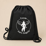 Custom Black Drawstring Bags - Am's Angels - Gifts Are Blue