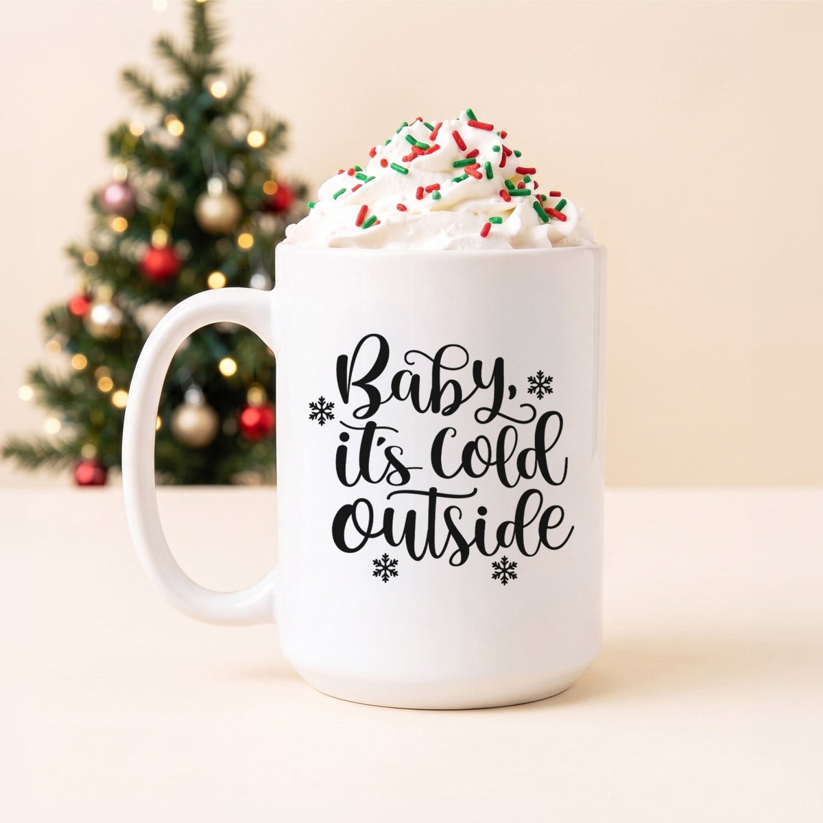 Baby It's Cold Outside Christmas Mug - Gifts Are Blue
