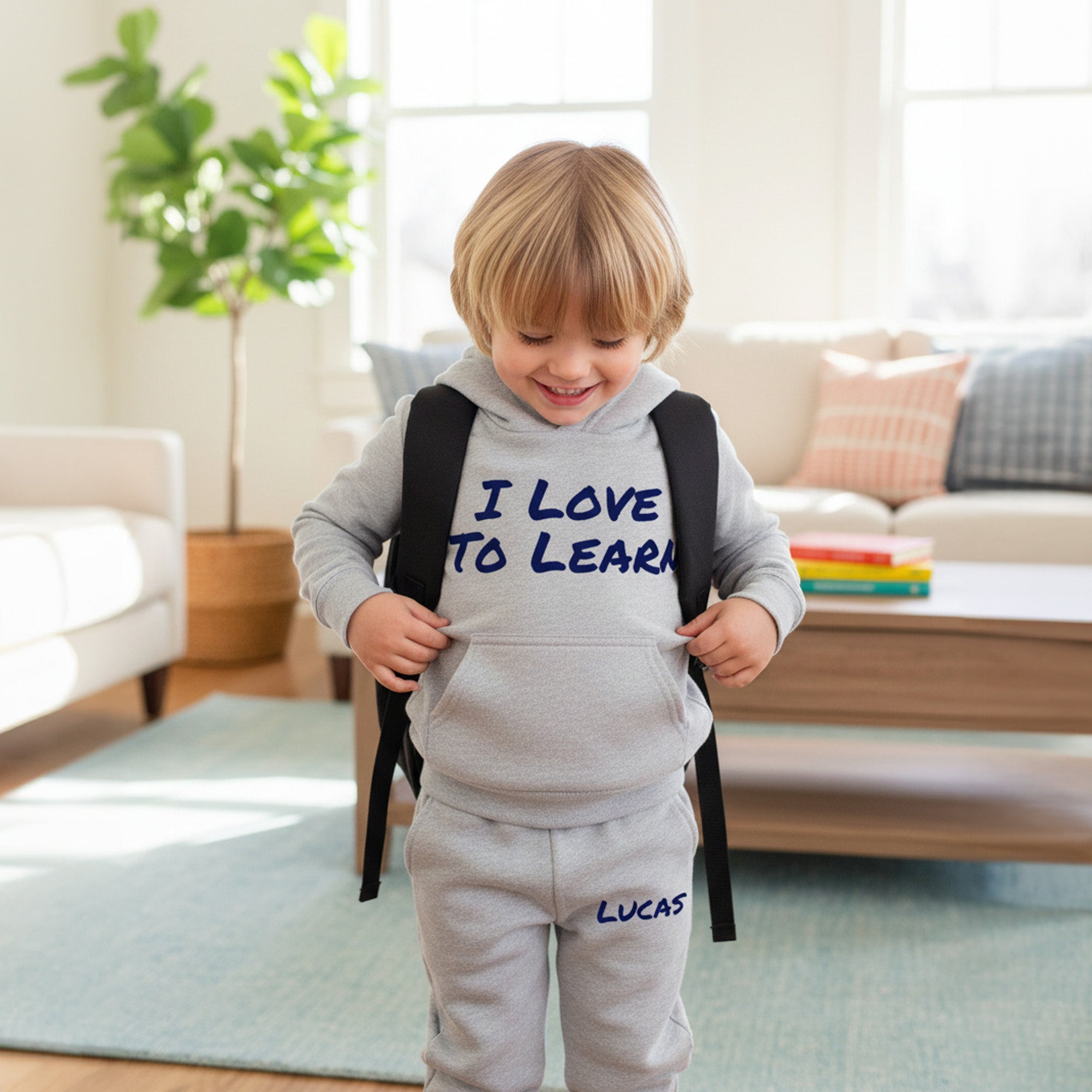 Custom Loungewear Set for Kids to Preteen, Toddler Hoodie no Drawstrings