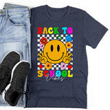 1st Day of school outfit tshirt that can be paire with jeans, shorts, tights and more.  It has a smiley face design. all SKUs