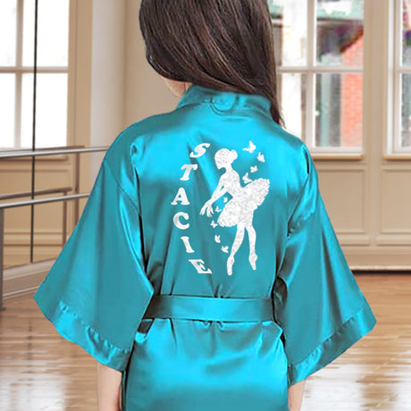 Girls’ custom name dance robe, great for recital day, dance class, and competition team coordination robes.