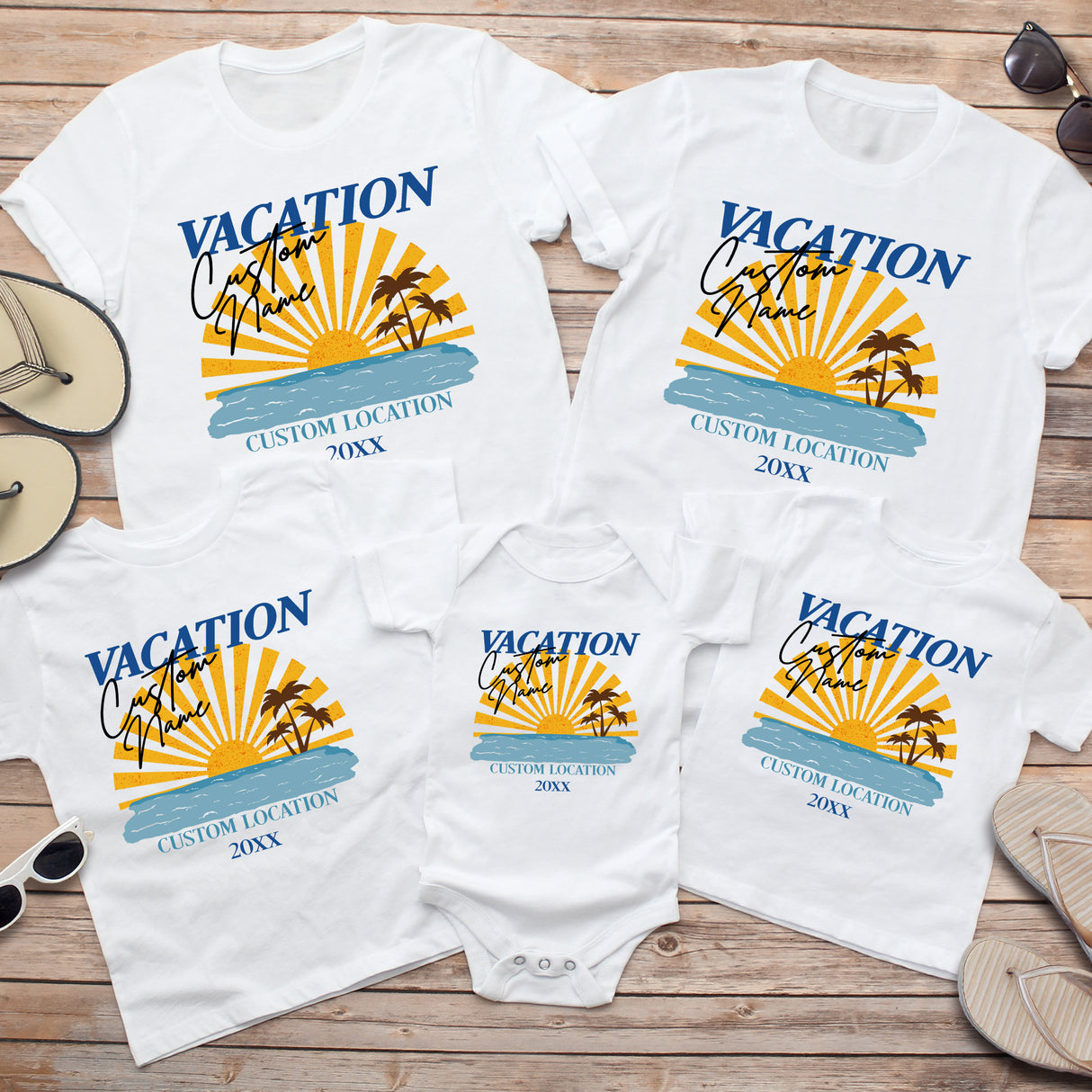 Personalized family beach vacation shirts made for group travel, family beach photos, and family trips. 