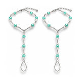 Handmade Blue Pearls Barefoot Sandals Set, Beach Wedding Anklet - Gifts Are Blue