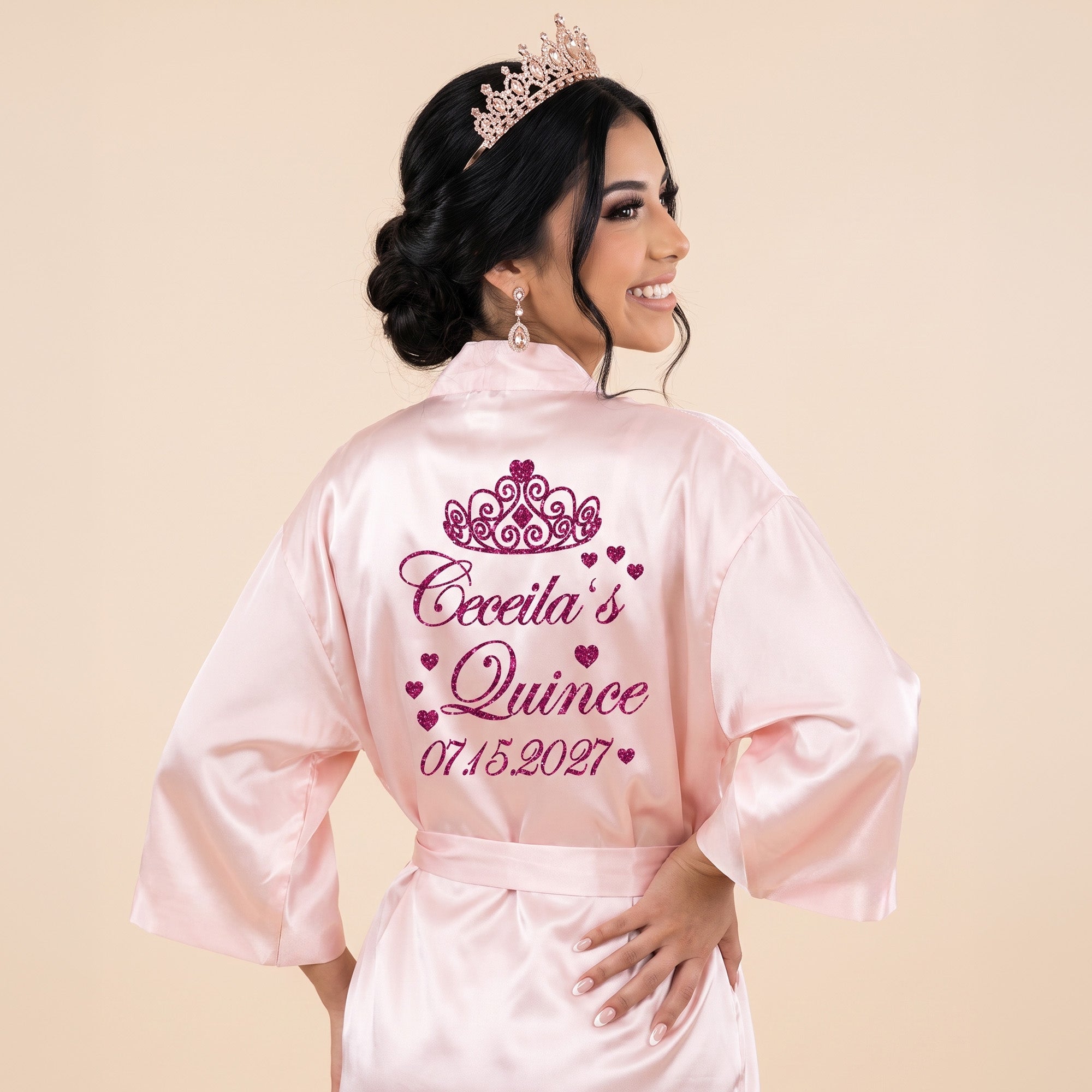Personalized Quinceanera Robes with Name and Date for Mis Quince Anos Gifts