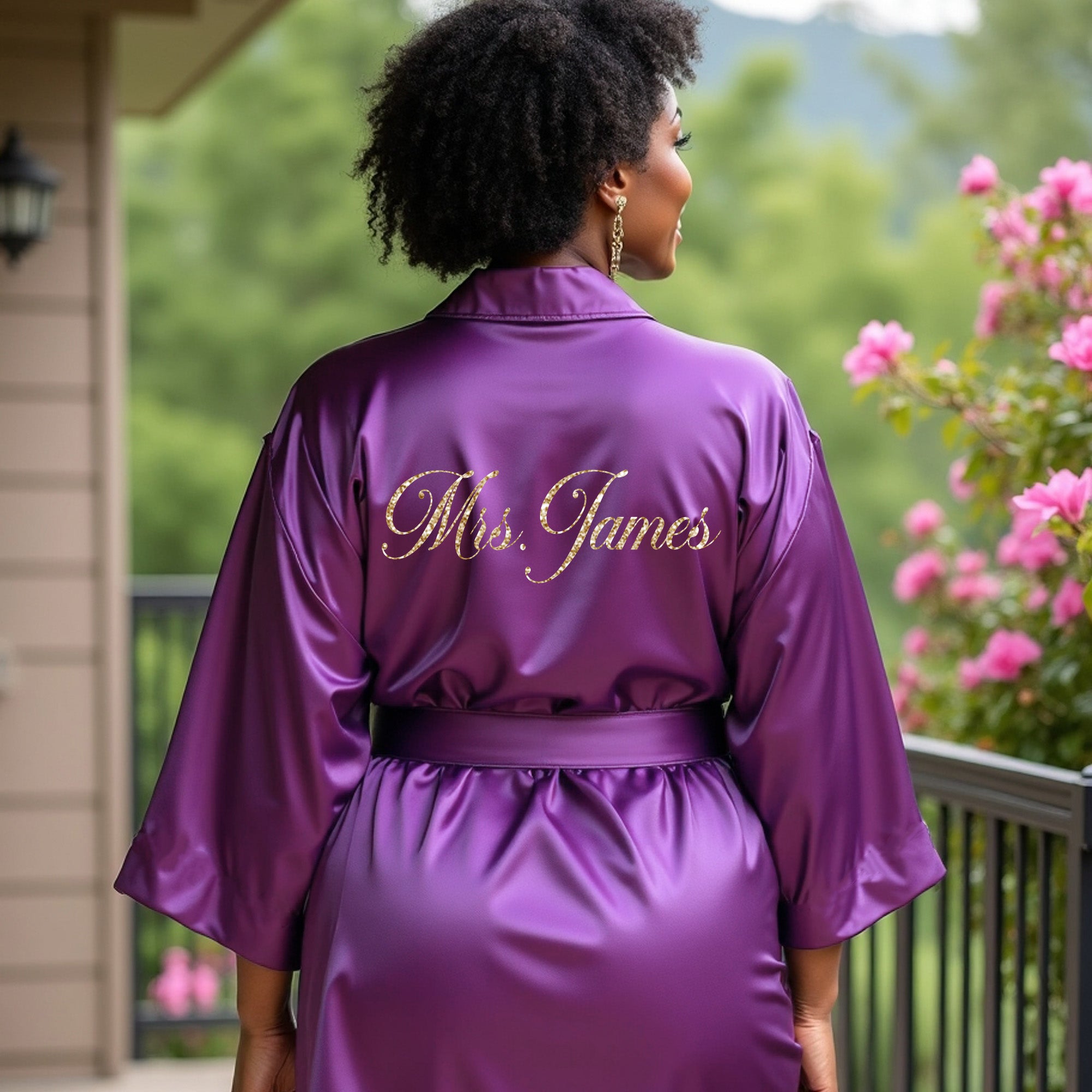 Personalized Womens Robe and Slipper Set for Birthdays, Anniversary & Weddings