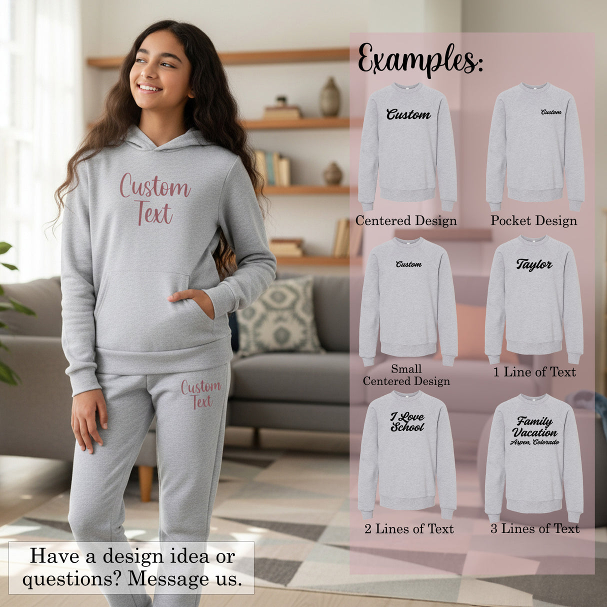 Custom Loungewear Set for Kids - Toddler to Preteen, Personalized Kids Clothing, Toddler Hoodie no Drawstrings