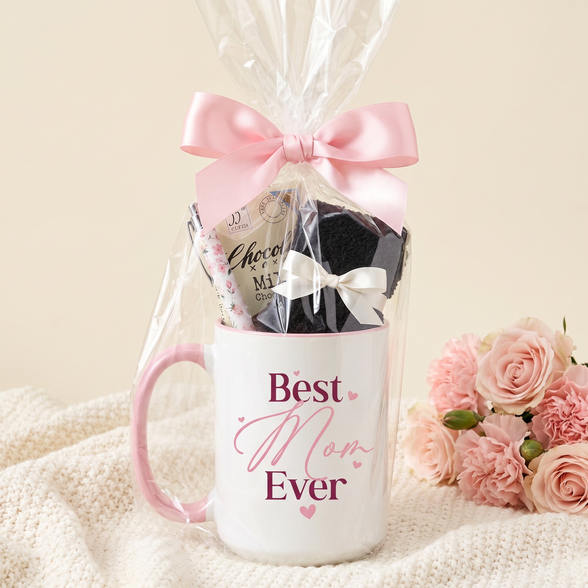 Best Mom Ever Mug Gift Set with Chocolate, Socks & Pen - Bulk Gifts for Women