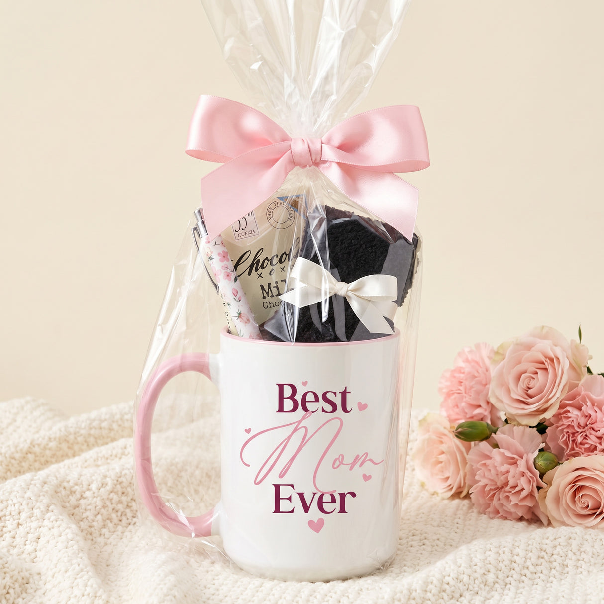 Best Mom Ever Mug Gift Set with Chocolate, Socks & Pen - Bulk Gifts for Women