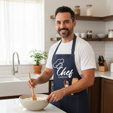 Chef Hat w Name Personalized Apron w Pocket, Custom Gifts for Dad and Grandpa