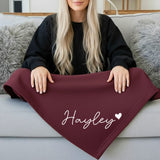 Maroon fleece throw blanket for bedroom and dorm room, gifts for college student girls.