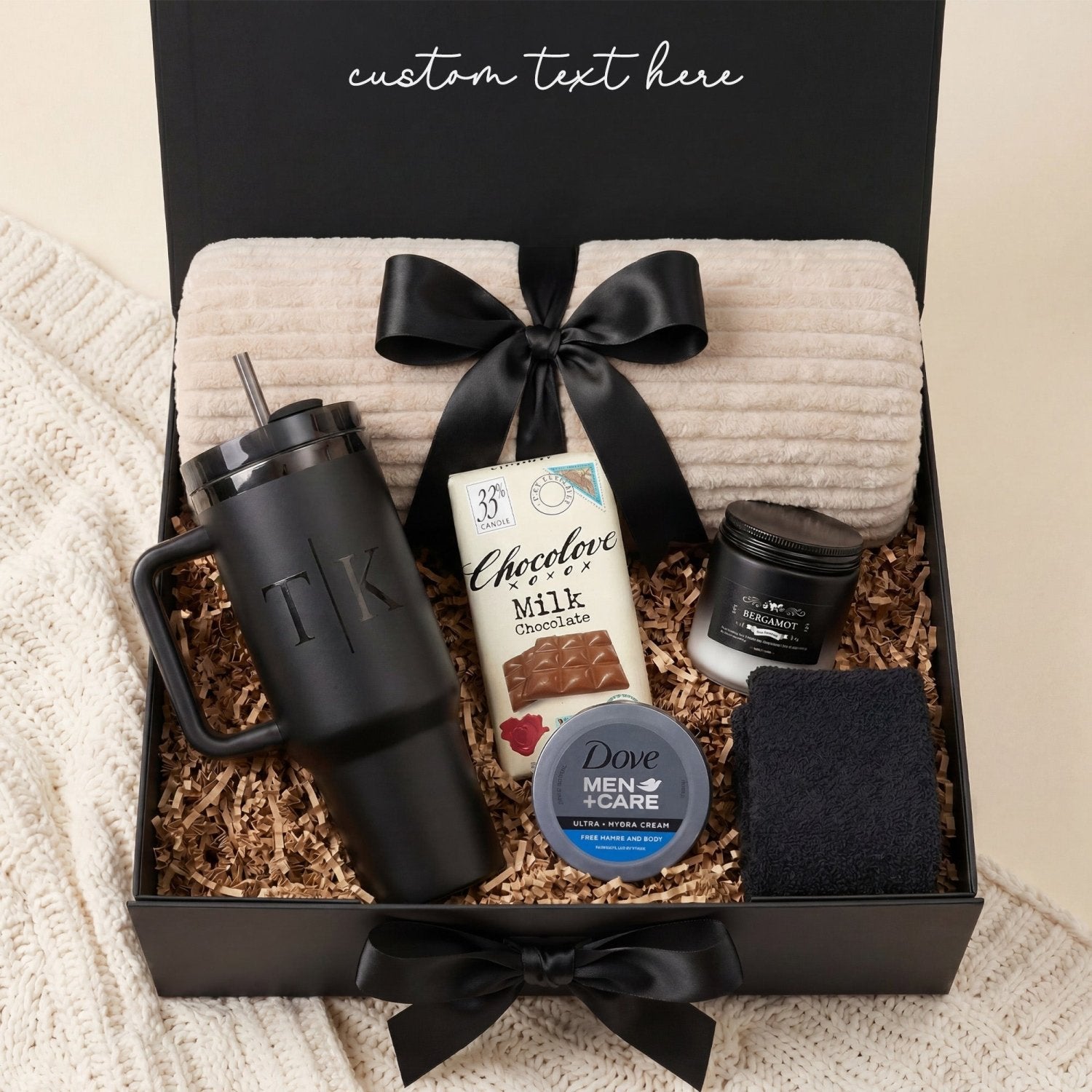 Relax & Recharge Gift Box for Men - the Ultimate Comfort Set with Blanket - Gifts Are Blue