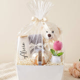 Cozy Cake Break Mom Gift Basket with Bundt Cake, Teddy Bear & Glass Tumbler