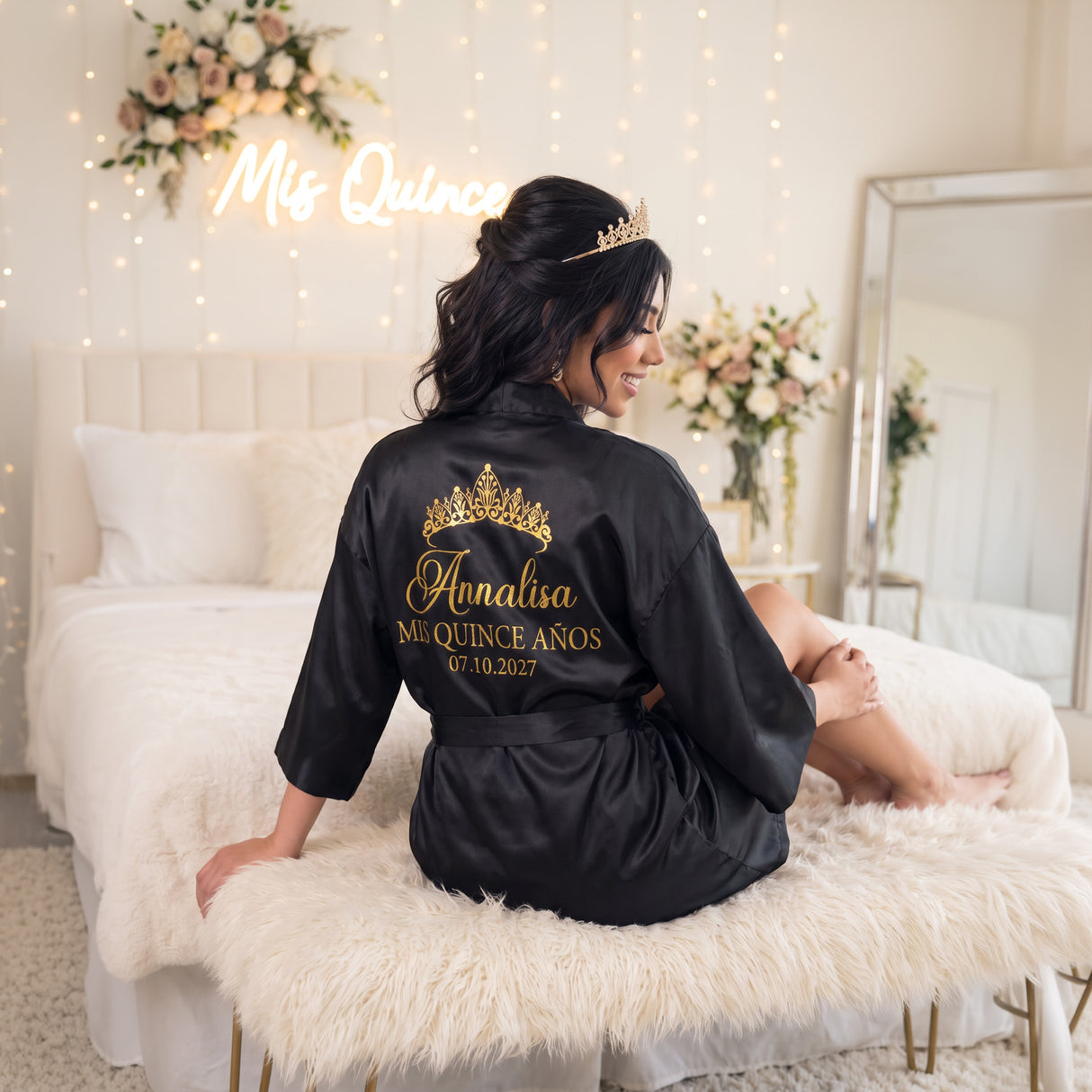 Classic Princess Quince Robe Personalized, Quinceanera Gift