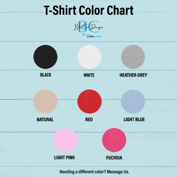 Color chart for Blu Chi Designs. All SKUs. 