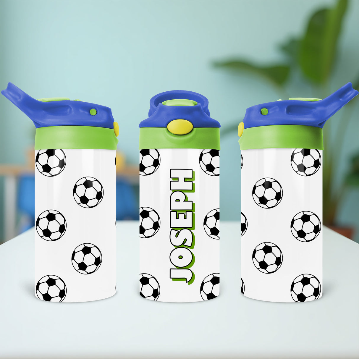 The perfect back to school custom gifts for kids who love soccer. Perosnaled name water bottle for son or daughter. 