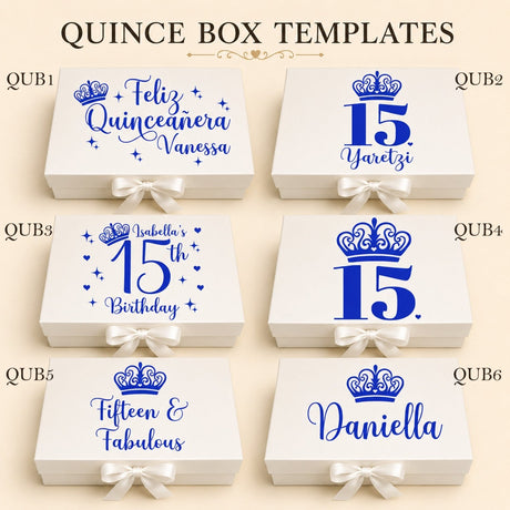 Royal Blue Deluxe Quinceanera Gift Box with Mis Quince Robe & Slippers - Gifts Are Blue