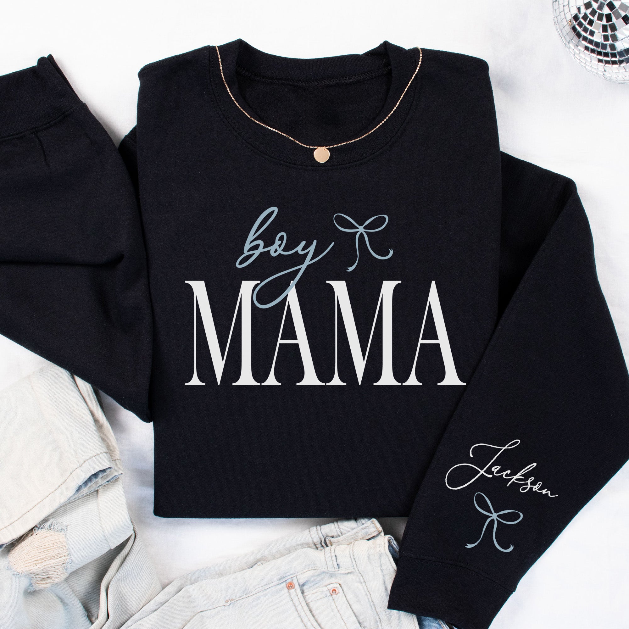 Custom Boy Mama Sweatshirt with Kids Names personalized sweatshirt for moms.