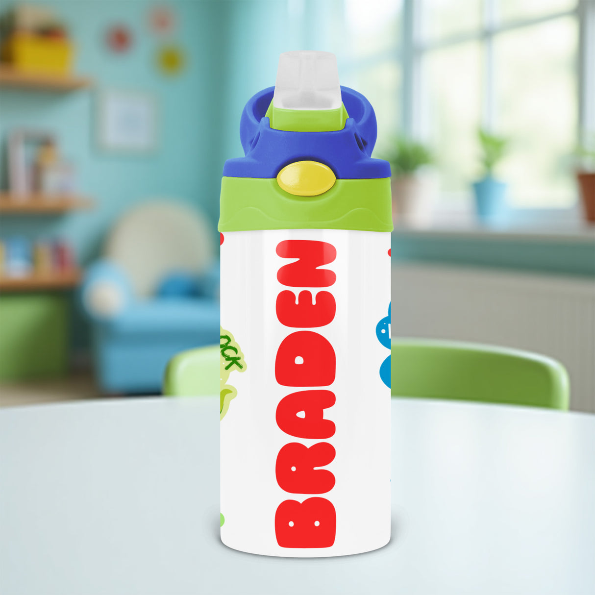 Custom kids water bottles with personalized names make perfect back to school gifts.