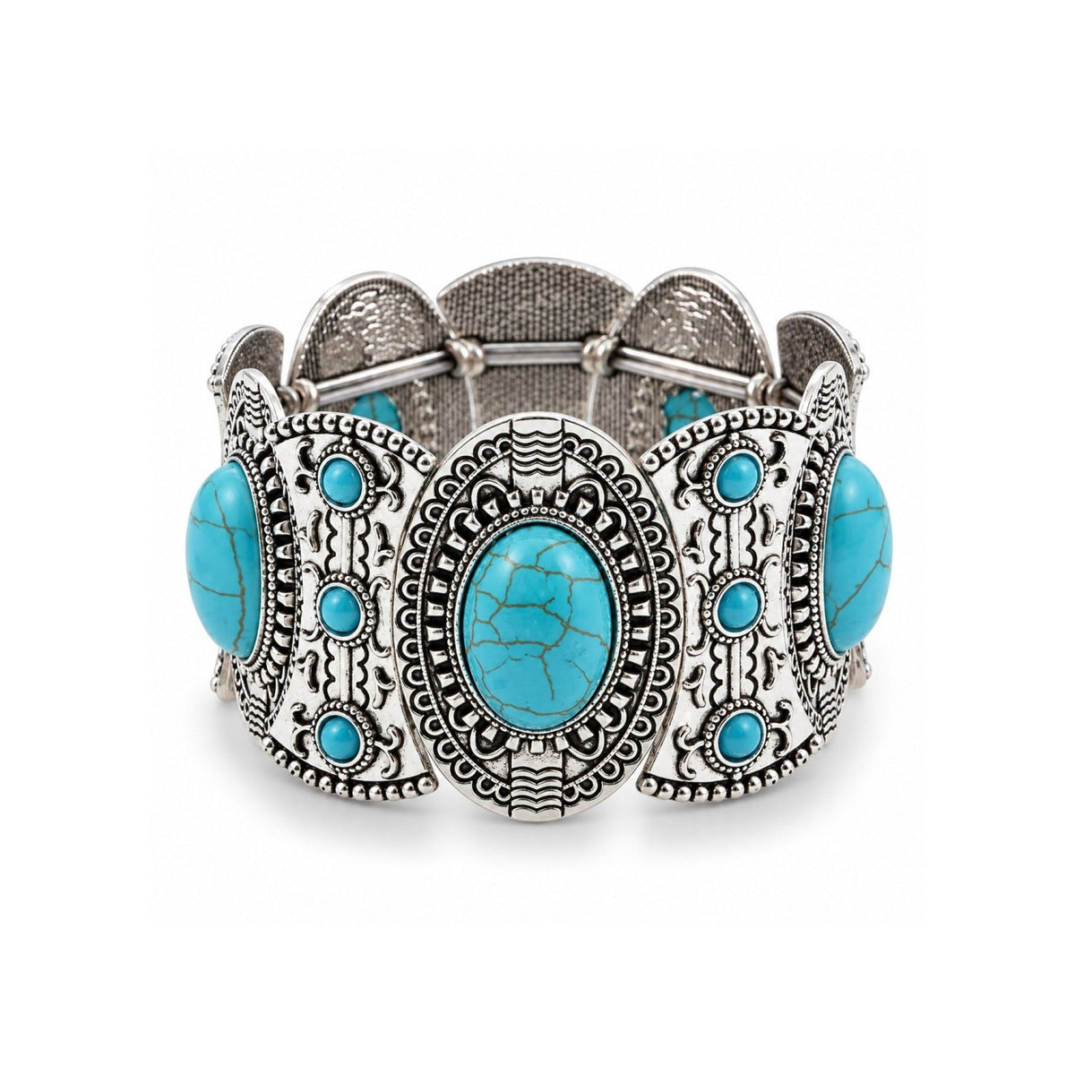 Women's Vintage Boho Turquoise Cuff Stretch Bracelet - Gifts Are Blue